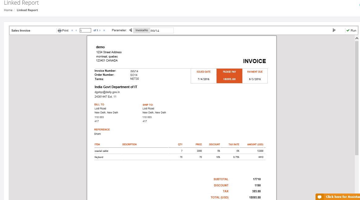 inbold invoice reports